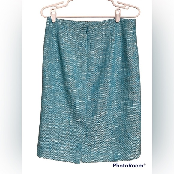 TALBOTS teal and White size 4 pencil skirt vintage - Picture 2 of 9